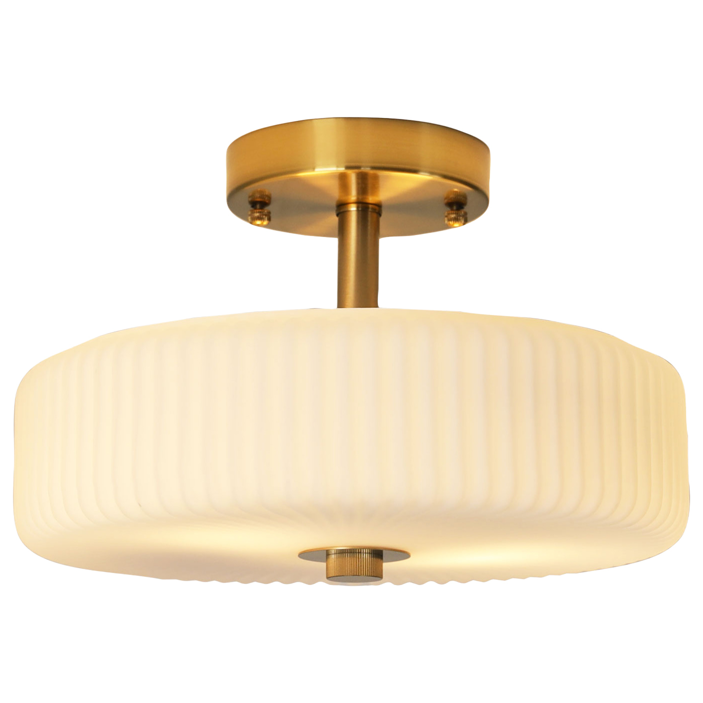 Chesterton Satin Brass Metal Semi-Flush Ceiling Light
