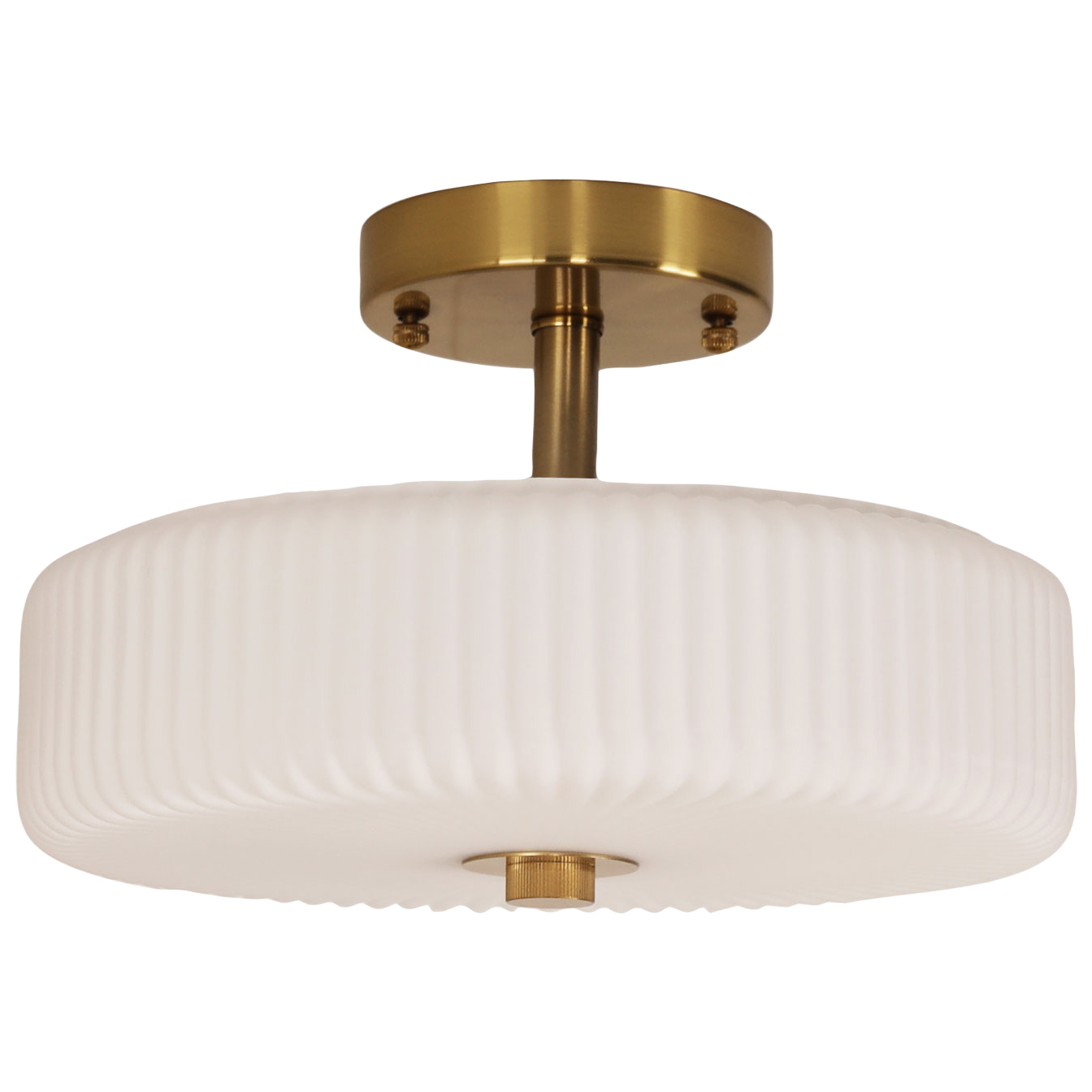 Chesterton Satin Brass Metal Semi-Flush Ceiling Light