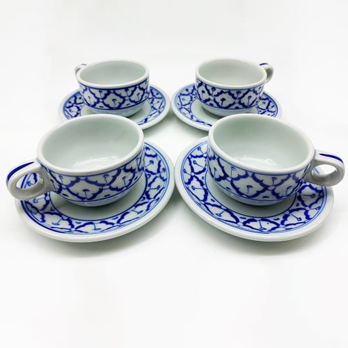 Blue & White 200ml Coffee Cups & Saucers