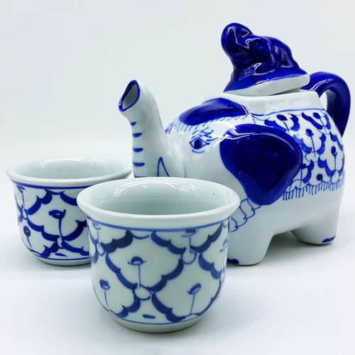 3 Piece Small Elephant 400ml Tea Pot & 80ml Teacup Set