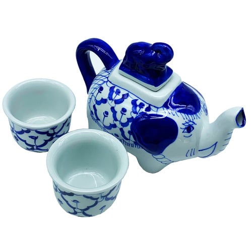 3 Piece Small Elephant 400ml Tea Pot & 80ml Teacup Set