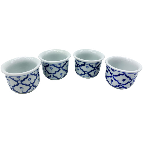 Blue & White 80ml Ceramic Teacups