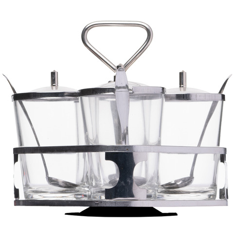 8 Piece Thorin Aluminium & Glass Condiment Set