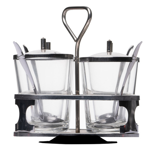 8 Piece Thorin Aluminium & Glass Condiment Set