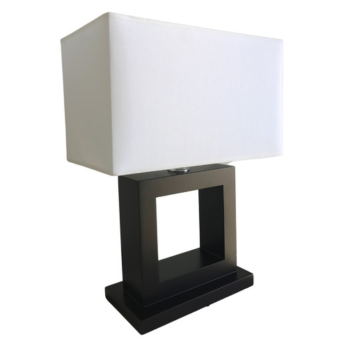 Table Lamp with Wood Dark Brown Base