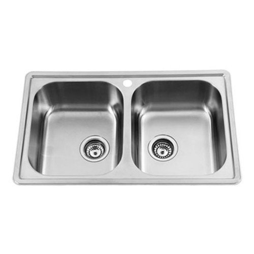 Sterling Prestige Double Bowl Inset Sink In Satin Temple And Webster