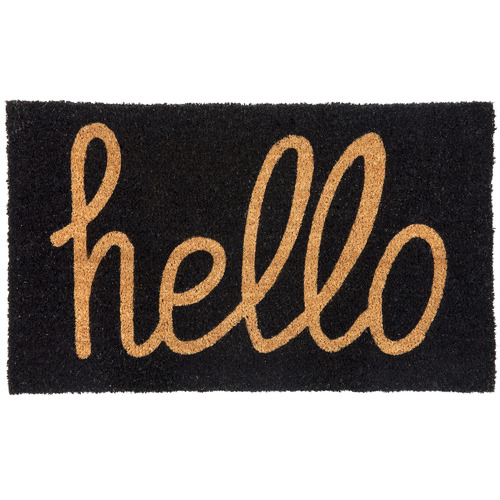 Home & Lifestyle Black Hello Coir Doormat | Temple & Webster