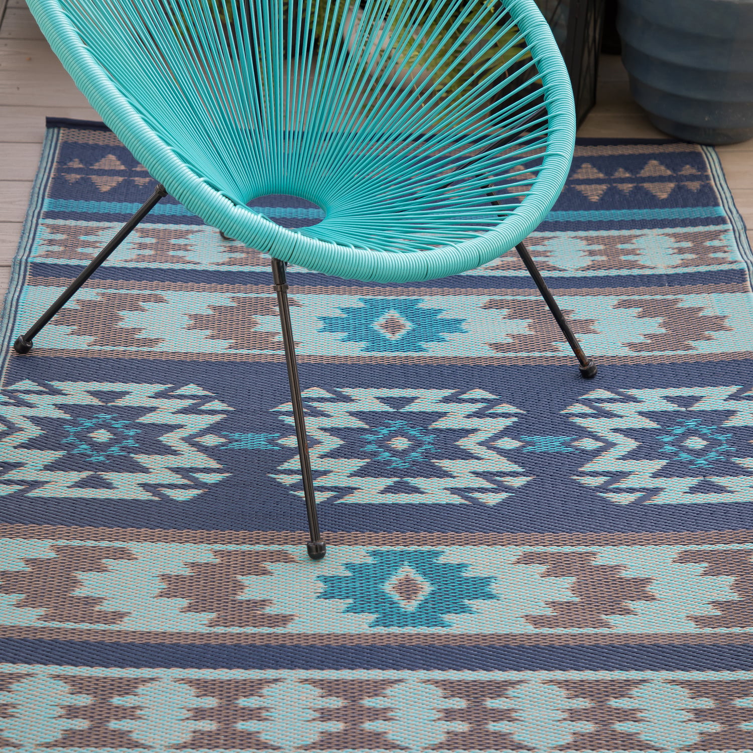 Home & Lifestyle Blue Cusco Outdoor Floor Mat | Temple & Webster