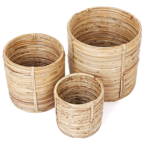 3 Piece Ubud Handmade Cane Planters