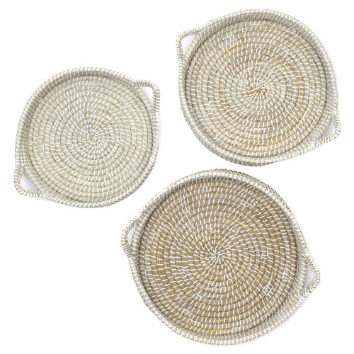 3 Piece Mowdok Handmade Decorative Trays