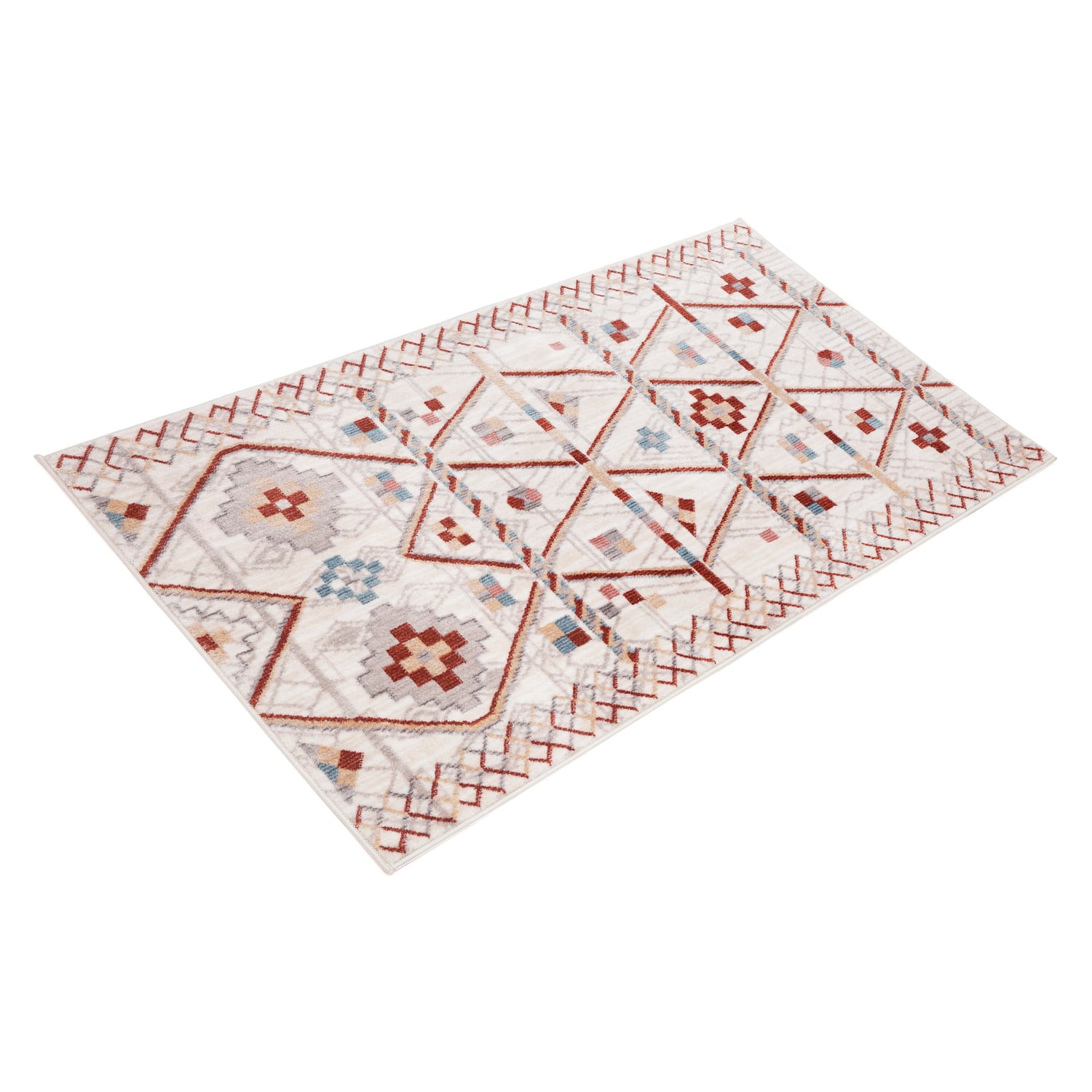 White & Red Nirvana Nishaar Rug