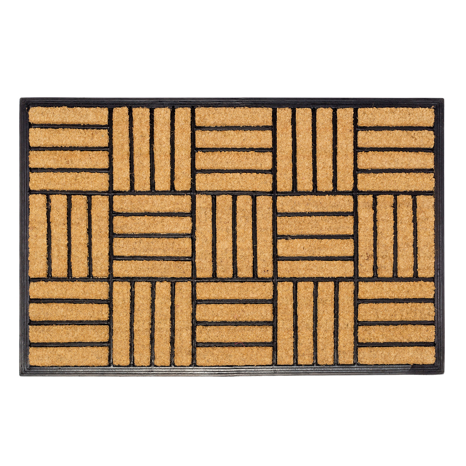 Natural Parquet Tiles Coir & Rubber Doormat