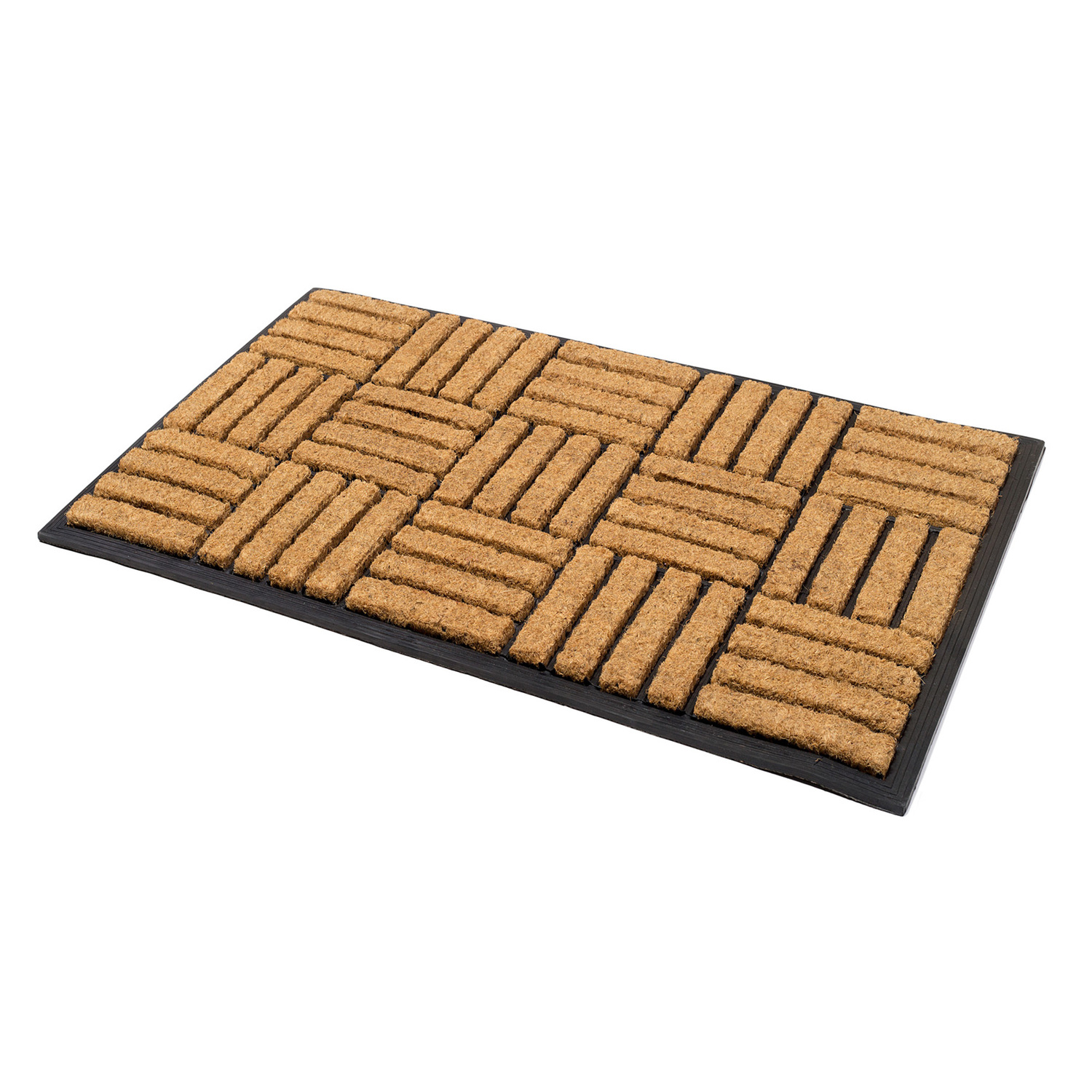 Natural Parquet Tiles Coir & Rubber Doormat