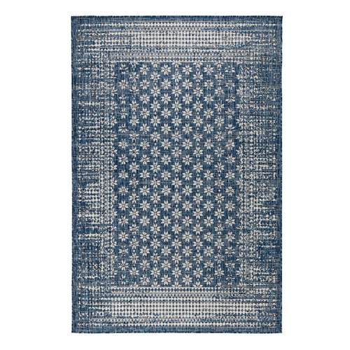Home & Lifestyle Pearl Blue Floral PowerLoomed Indoor/Outdoor Rug