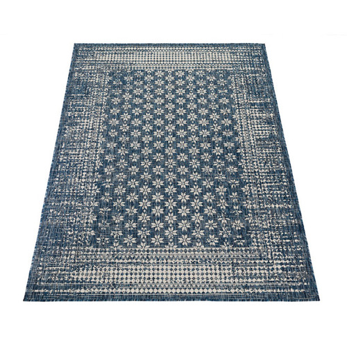 Home & Lifestyle Pearl Blue Floral PowerLoomed Indoor/Outdoor Rug