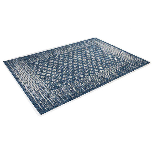 Home & Lifestyle Pearl Blue Floral PowerLoomed Indoor/Outdoor Rug
