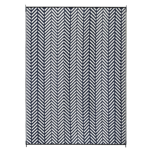 Navy & White Fresno Chevron Power-Loomed Indoor/Outdoor Rug