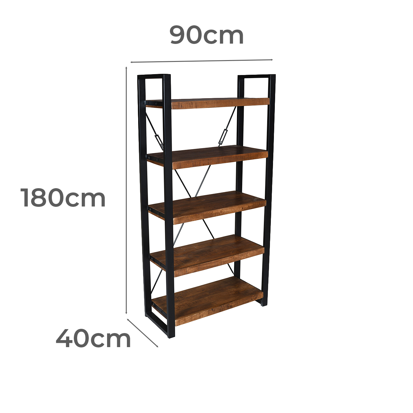 Nova 5 Tier Mango Wood Bookcase