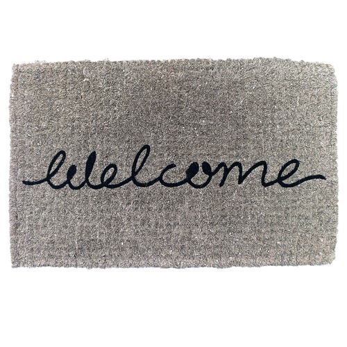 Grey Cursive Welcome Trueno Coir Doormat