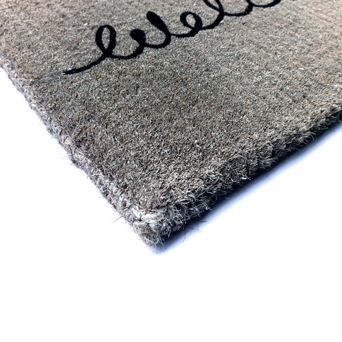 Grey Cursive Welcome Trueno Coir Doormat