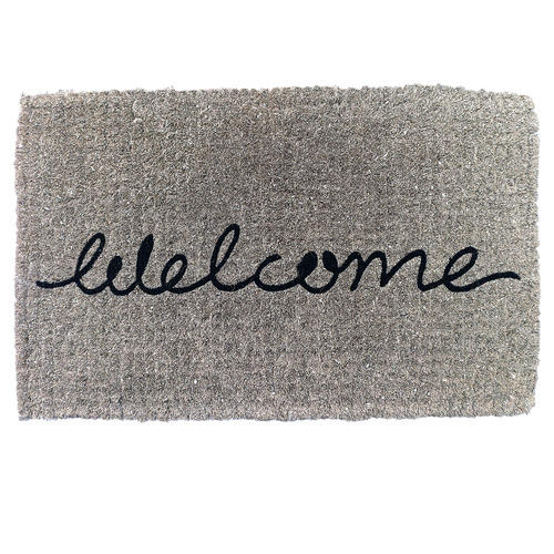 Grey Cursive Welcome Trueno Coir Doormat