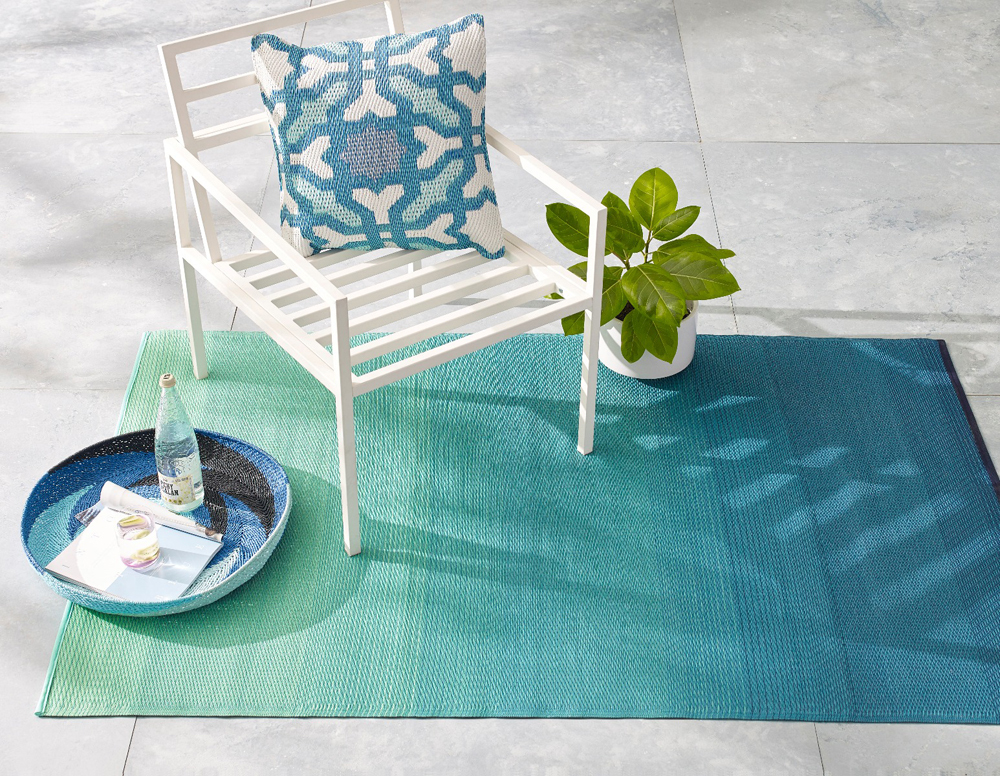 Blue Big Sur Power-Loomed Outdoor Rug