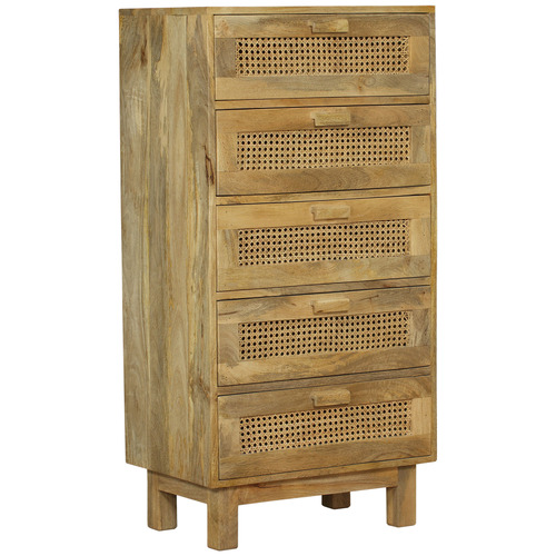 Home & Lifestyle Titus 5 Drawer Mango Wood Tallboy | Temple & Webster