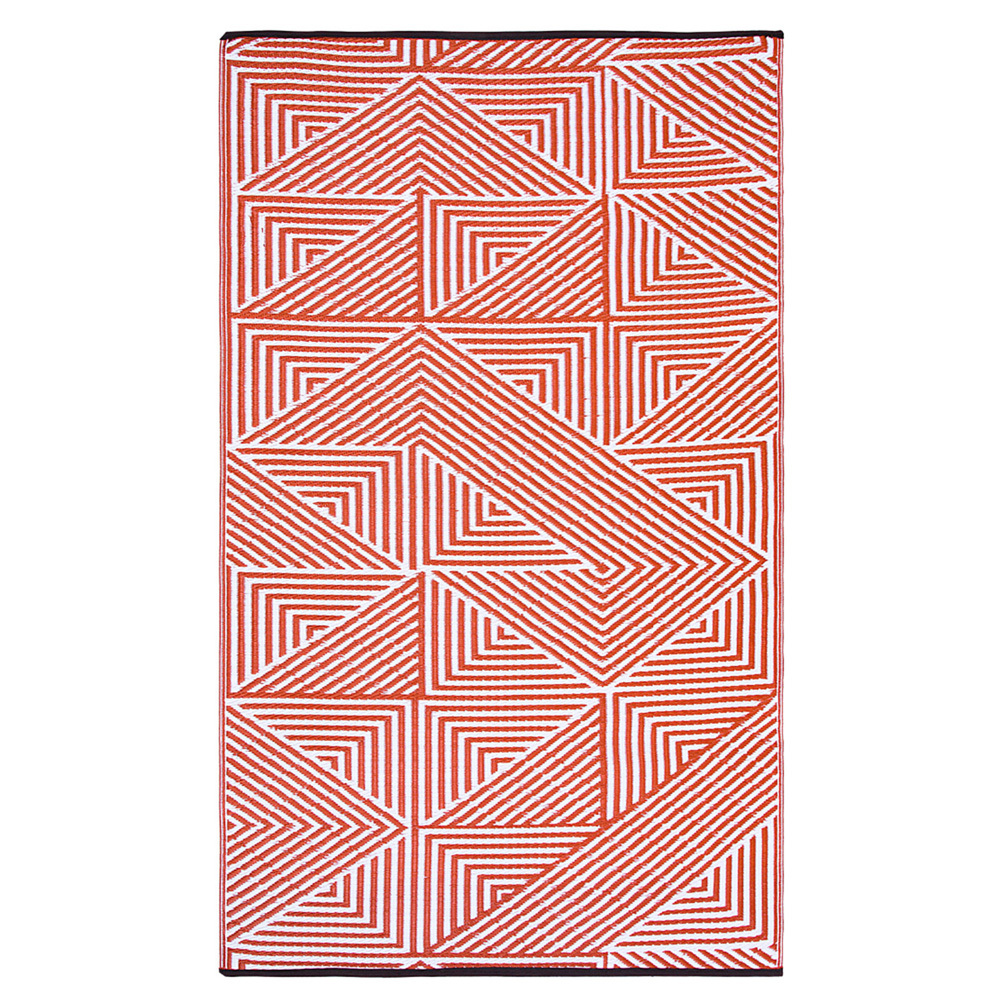 Burnt Orange & White Sabrine Outdoor Rug