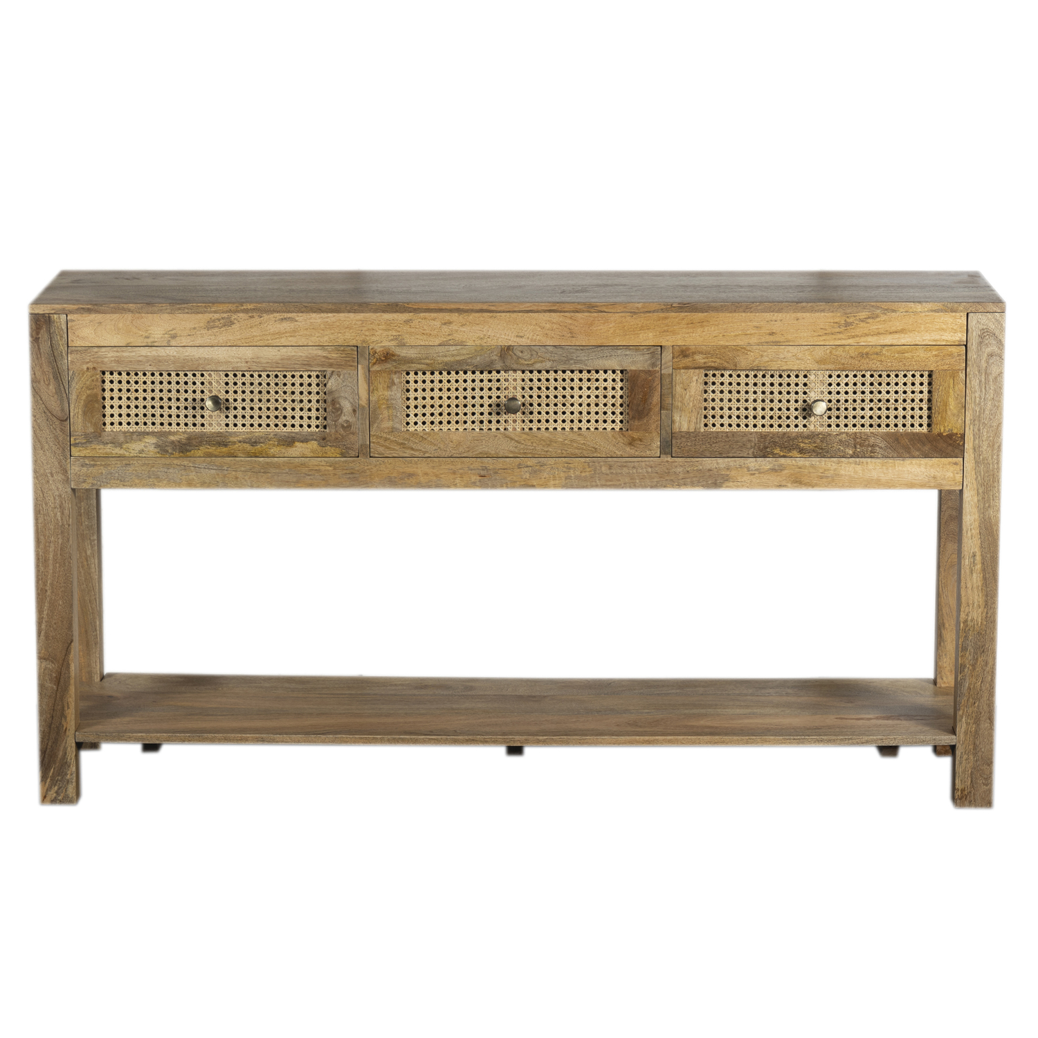 Lucida Mango Wood & Rattan Console Table