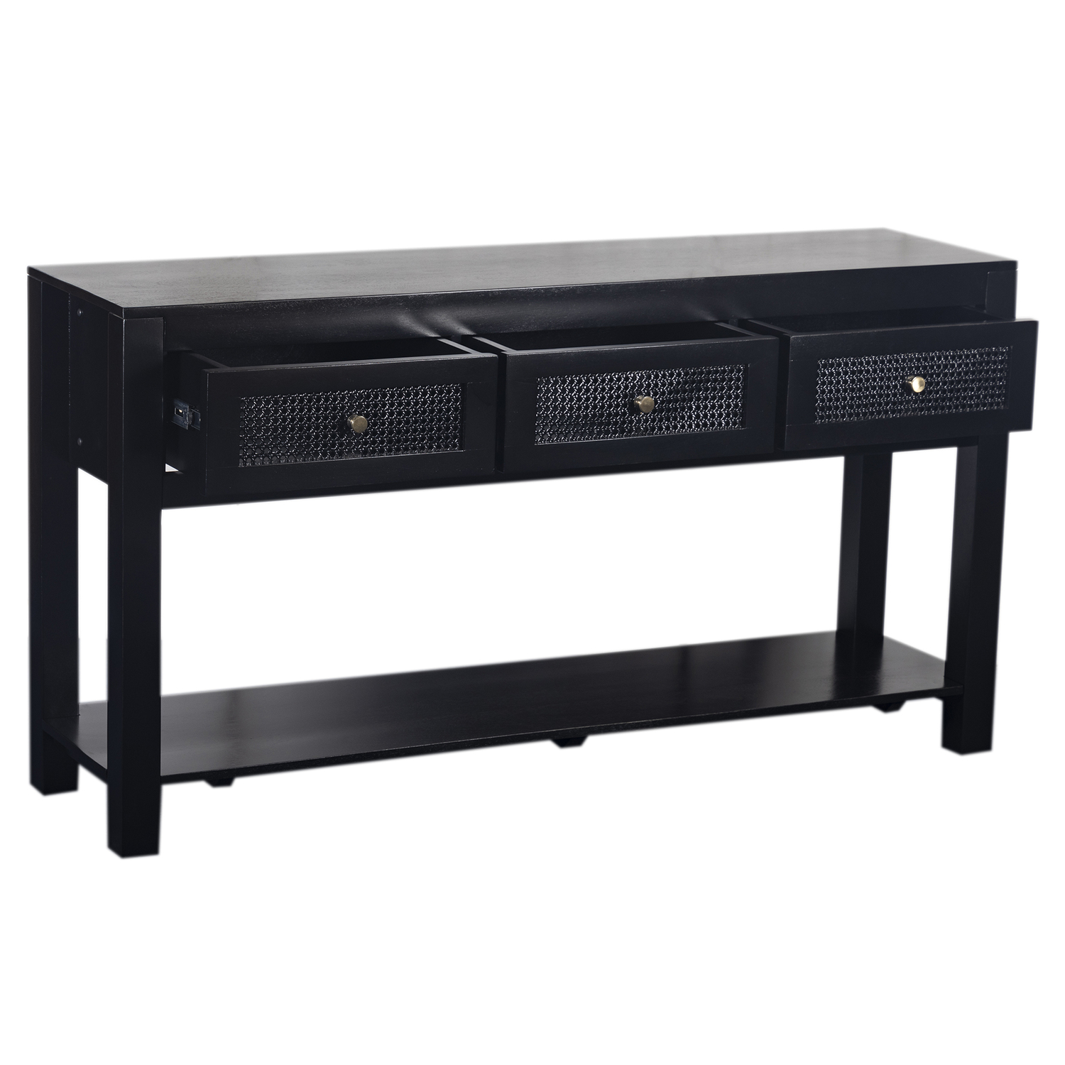 Lucida Mango Wood & Rattan Console Table