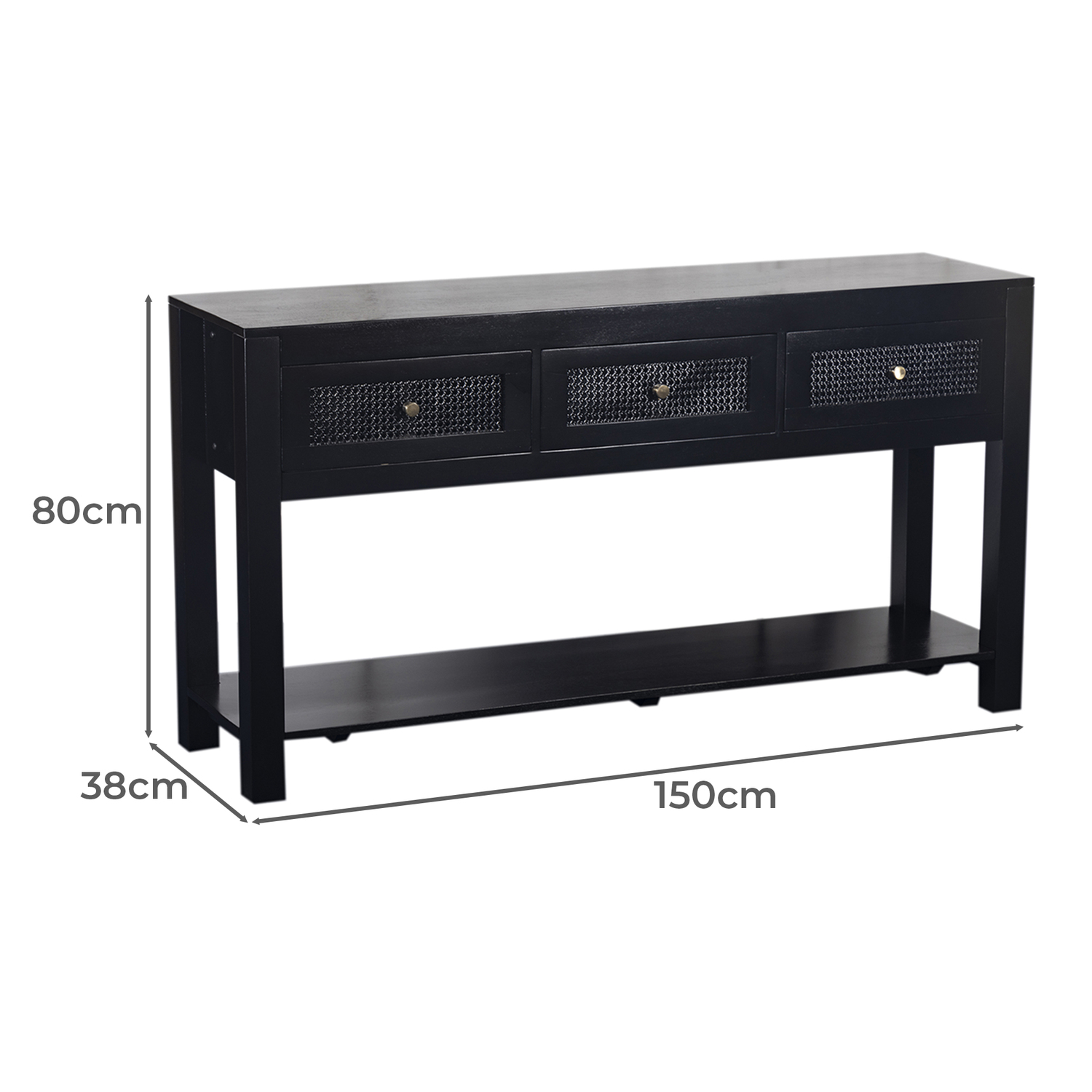 Lucida Mango Wood & Rattan Console Table