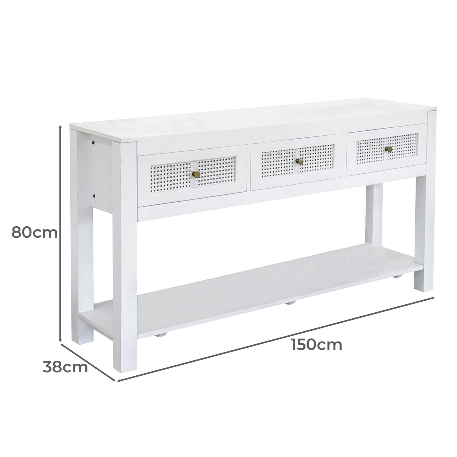 Lucida Mango Wood & Rattan Console Table