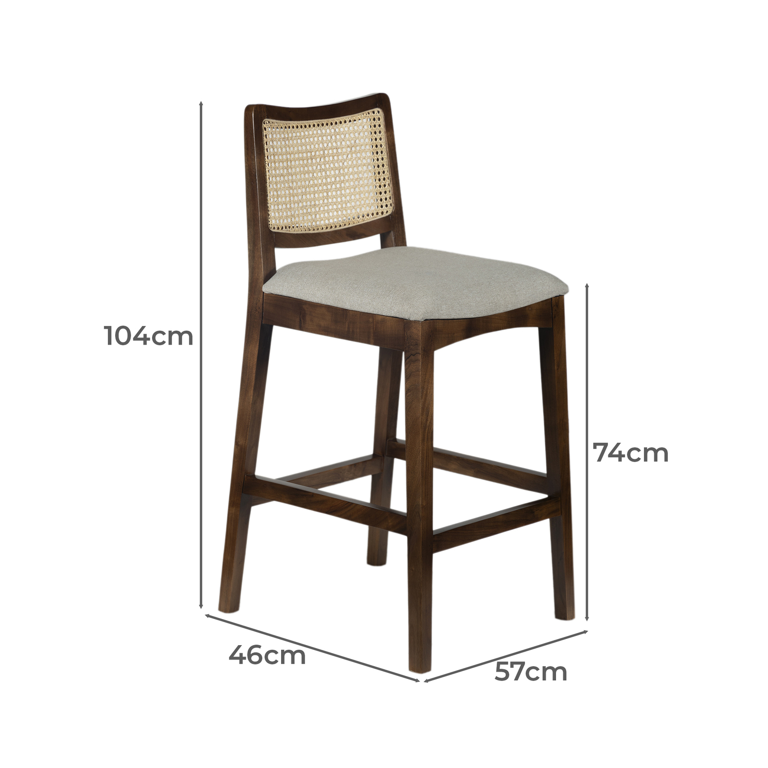 74cm Walnut Ayaka Acacia Wood Bar Stool