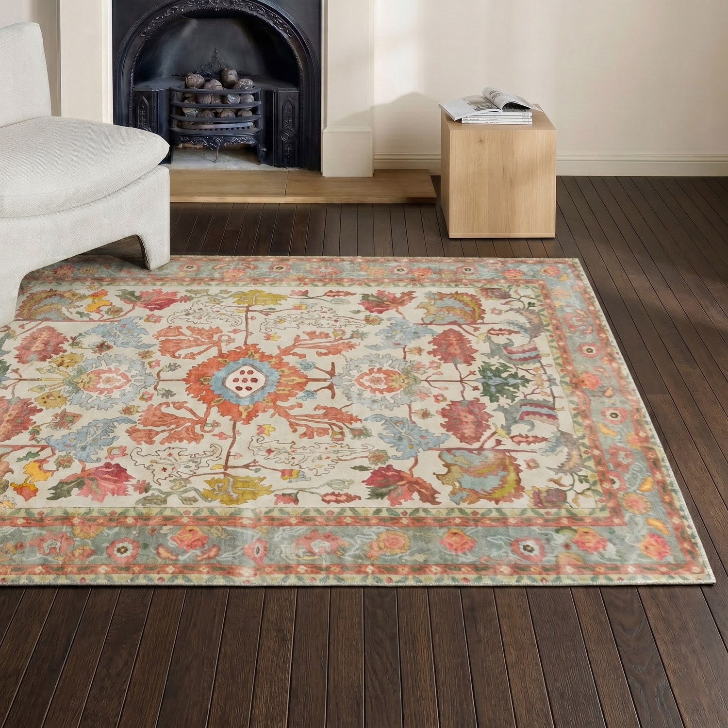 Autumn Multi-Colour Dalisay Floral Machine Washable Rug