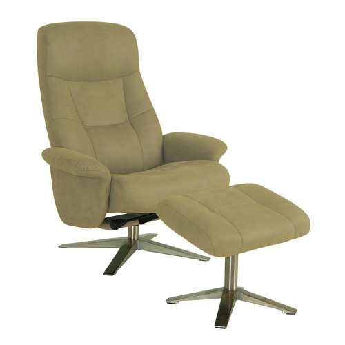 Beige Bradley Upholstered Adjustable Recliner with Footstool