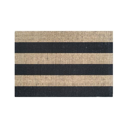 Coir Stripe Black Natural Rug