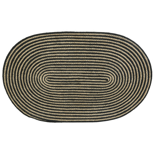 Black & Natural Jute Oval Placemat