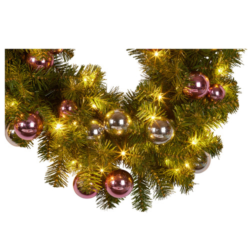 Enchanted&Evergreen LED Christmas Garland with Baubles Temple & ster