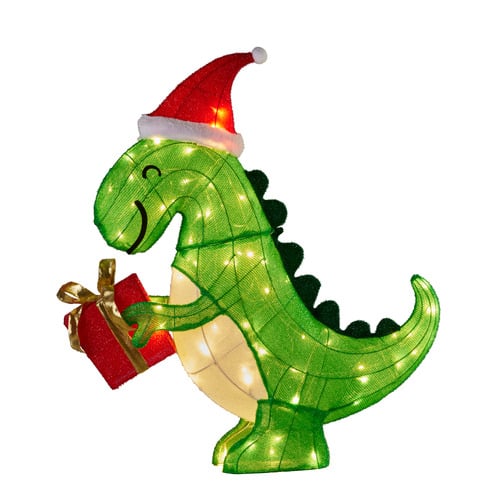 Dinosaur Santa with LED Christmas Decoration