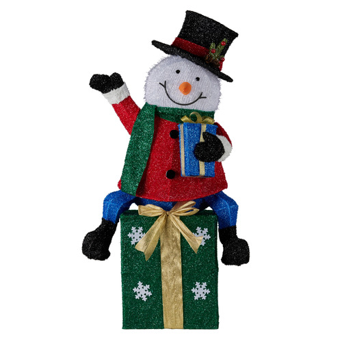 Jolly Snowman on Present LED Christmas Decoration