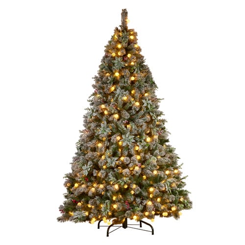274cm Fayette Snowy Crown Pine LED Christmas Tree
