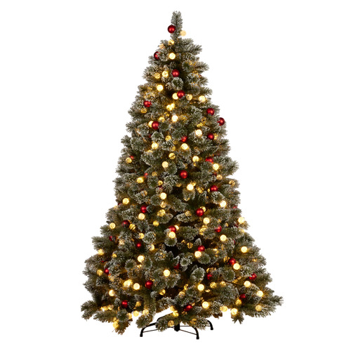 Avery Snowy Bristle LED Christmas Tree with Baubles
