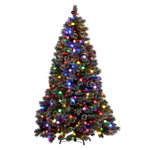 Avery Snowy Bristle LED Christmas Tree with Baubles