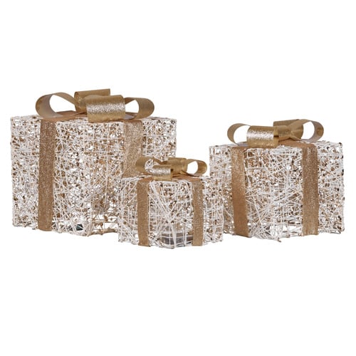 3 Piece Felicia LED Christmas Present Ornament Set