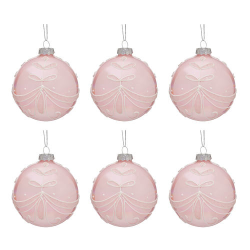 Bright Pink Royalty Glittered Glass Baubles