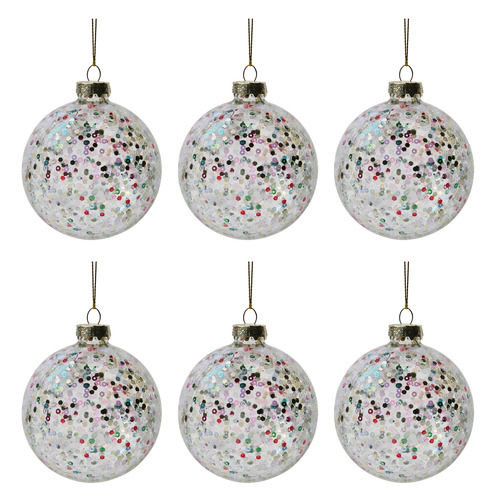 Multi-Colour Sequins Glass Baubles