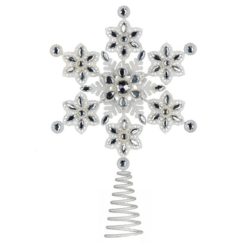 White Jewelled Snowflake Christmas Tree Topper