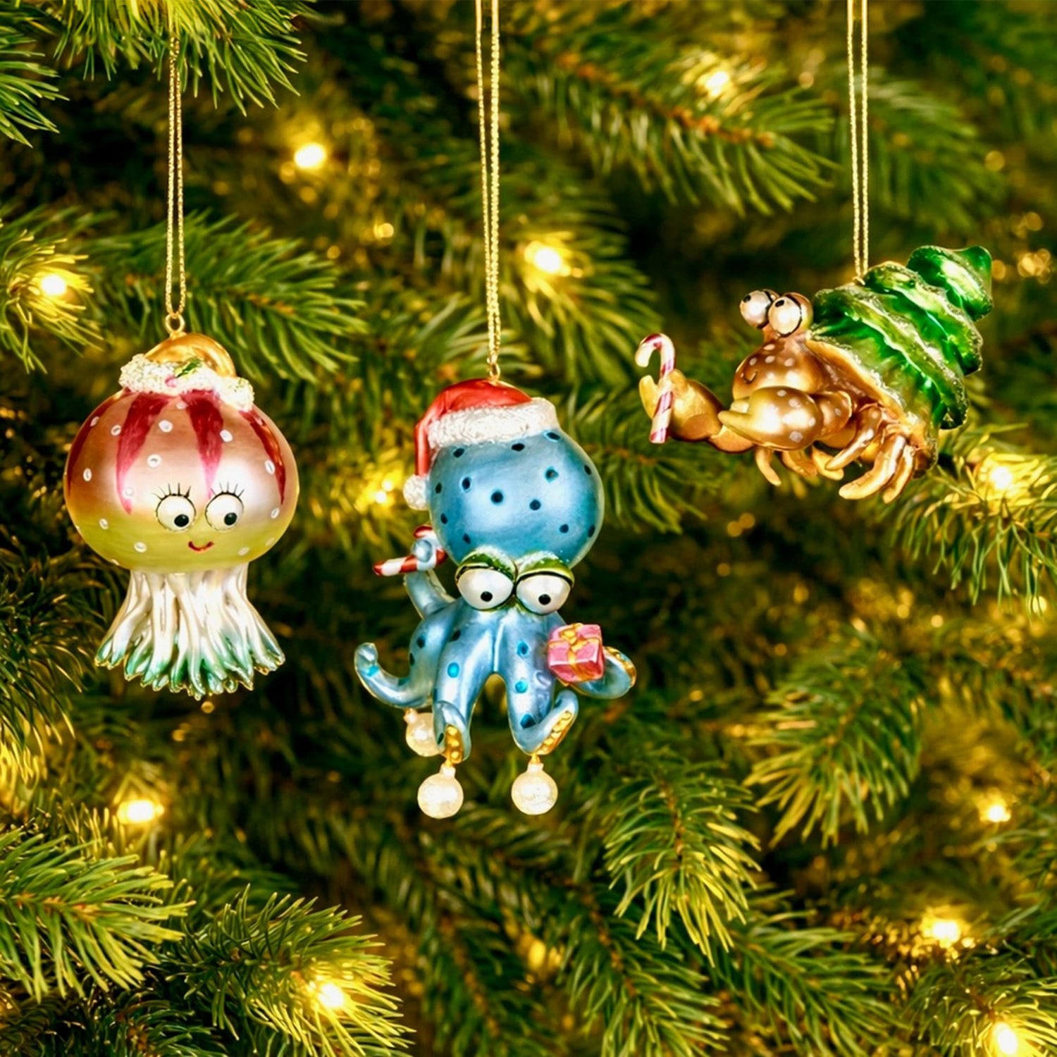 3 Piece Mona Sea Animals Hanging Ornament Set