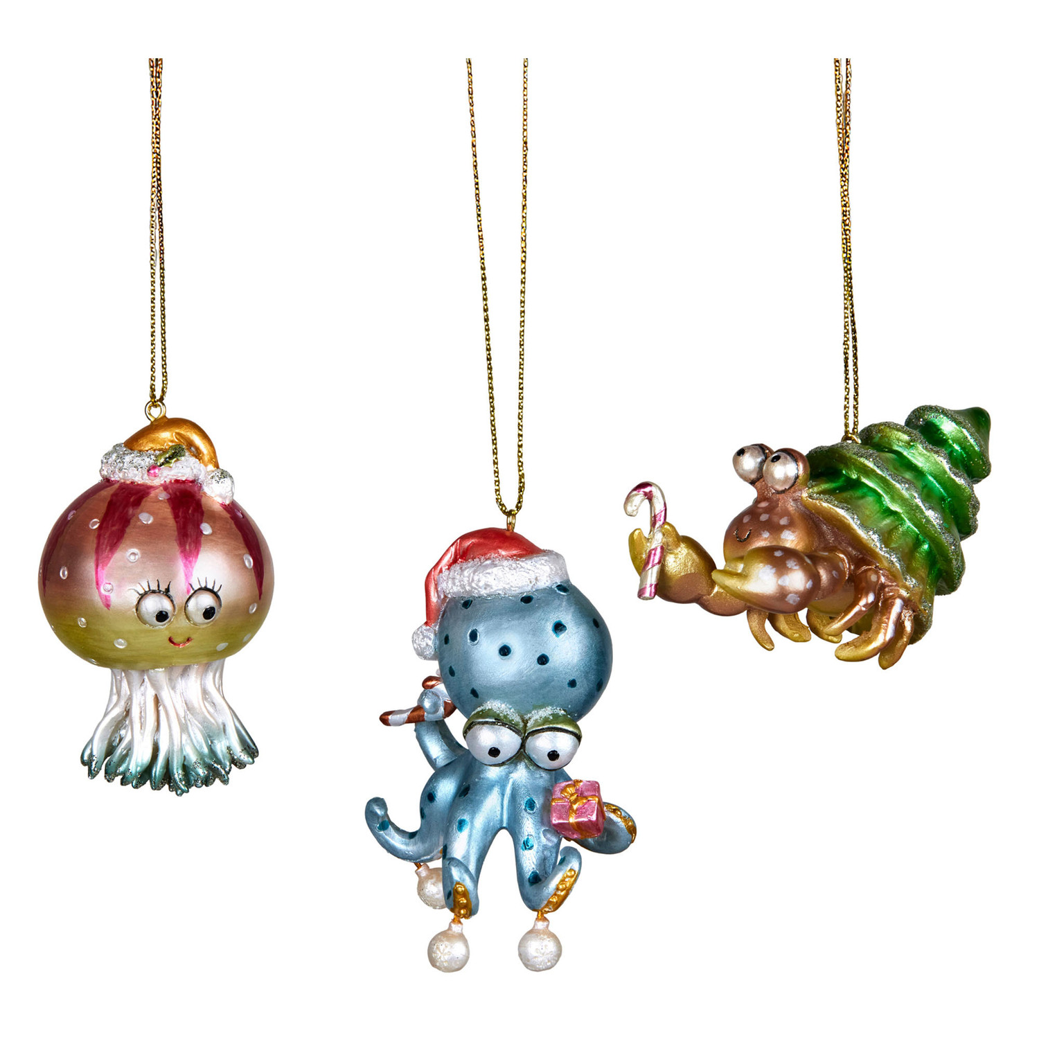 3 Piece Mona Sea Animals Hanging Ornament Set