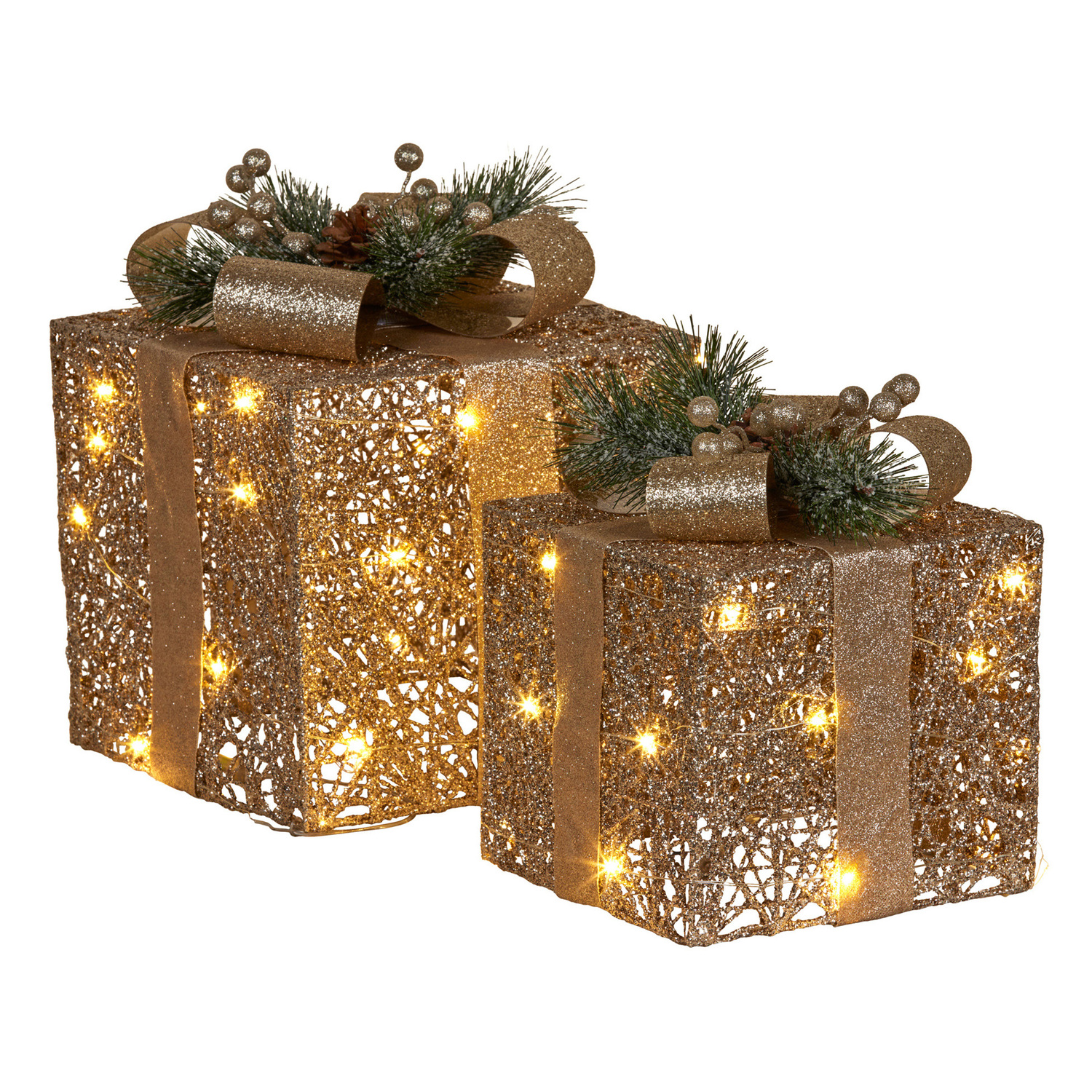 2 Piece Rich LED Gift Box Christmas Ornament
